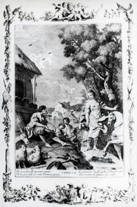 Erminia sendo saudada pelo pastor, canto VII, Jerusalém entregue de Giovanni Battista Piazzetta