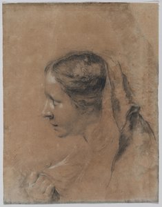 Cabeça de uma mulher de perfil com um lenço. de Giovanni Battista Piazzetta