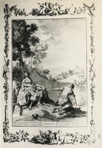 Jerusalém Entregue, canto XII, ilustração de Giovanni Battista Piazzetta (1683-1754) para poema de Torquato Tasso (1544-1595), edição publicada em Veneza em 1745, Itália de Giovanni Battista Piazzetta