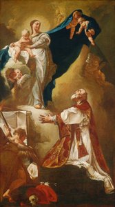 Madonna e criança aparecendo para São Filipe Neri, provavelmente 1725 ou depois. de Giovanni Battista Piazzetta