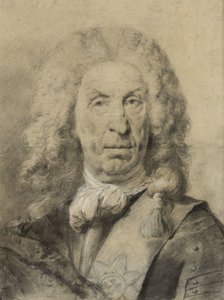 Retrato do Marechal von der Schulenburg, c.1735 (giz preto e branco com carvão sobre papel) de Giovanni Battista Piazzetta