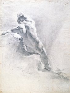Estudo de um nu masculino, c.1715 (giz preto aumentado com branco sobre papel)