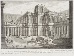 Fórum antigo rodeado de pórticos de Giovanni Battista Piranesi