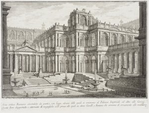 Fórum antigo rodeado por pórticos, c.1743 de Giovanni Battista Piranesi