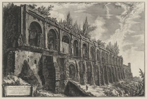 Vestígios da vila de Mecenas em Tivoli, construída em travertino com opus incertum de Giovanni Battista Piranesi