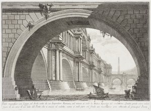 Ponte coberta de loggias e arcos de Giovanni Battista Piranesi