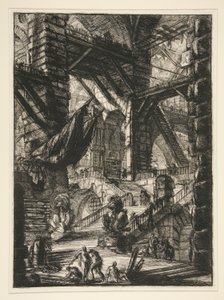 Carceri, VIII: A Escadaria com Troféus de Giovanni-Battista Piranesi