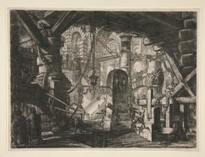 Carceri, XVI: O cais com correntes de Giovanni Battista Piranesi