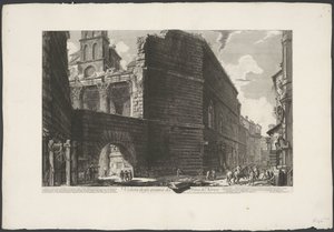 Fórum de Augustus te Roma Vista dos restos do Fórum de Nerva (título no objeto) Gezichten op Rome (título da série) Vistas de Roma projetadas e gravadas pelo arquiteto Giambattista Piranesi Ve (nez) iano (título da série) de Giovanni Battista Piranesi