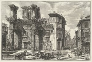 Fórum de Nerva te Roma Vista dos restos do Fórum de Nerva (título no objeto) Gezichten op Rome (título da série) Vistas de Roma projetadas e gravadas pelo arquiteto Giambattista Piranesi Ve (nez) iano (título da série) de Giovanni Battista Piranesi