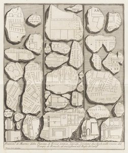Fragmentos de mármore do plano da Roma antiga de Giovanni-Battista Piranesi