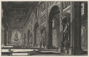 Vista interior da Basílica de São João de Latrão (de: Vedute di Roma) de Giovanni Battista Piranesi