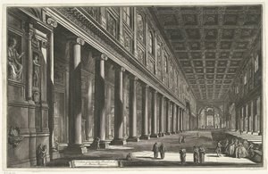 Interieur van de Santa Maria Maggiore te Rome Vista interior da Basílica de S. Maria Maggiore (título no objeto) Gezichten op Rome (título da série) Vistas de Roma projetadas e gravadas pelo arquiteto Giambattista Piranesi Ve (nez) iano (título da série) de Giovanni Battista Piranesi