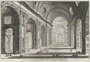 Interieur van de Sint-Pietersbasiliek te Vaticaanstad
Vista interior da Basílica de São Pedro no Vaticano (título sobre o objecto)
Gezichten op Rome (título da série)
Vistas de Roma desenhadas e gravadas pelo arquitecto Giambattista Piranesi Ve(nez)iano de Giovanni Battista Piranesi