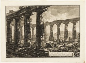 Vista interior do templo que se acredita ter sido dedicado a Juno, de diferentes vistas de Paestum de Giovanni Battista Piranesi