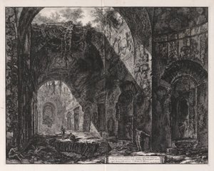 Interior do templo dito ser de Canopus em Adriano de Giovanni Battista Piranesi