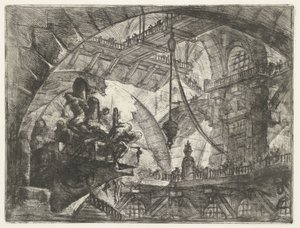 Masmorra com prisioneiros em excelente plataforma
Masmorras (título da série)
Invenzioni Capric di Carceri all Acqua Forte (título da série) de Giovanni Battista Piranesi