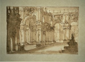 Pátio palaciano com fonte de Giovanni Battista Piranesi