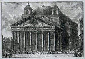 Panteão de Roma Vista do Panteão de Agripa hoje Igreja de S. Maria ad Martyres (título no objeto) Gezichten op Rome (título da série) Vistas de Roma projetadas e gravadas pelo arquiteto Giambattista Piranesi Ve (nez) iano (título da série) de Giovanni Battista Piranesi