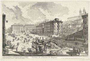 Piazza di Spagna te Roma Vista da Piazza di Spagna (título no objeto) Gezichten op Rome (título da série) Vistas de Roma projetadas e gravadas pelo arquiteto Giambattista Piranesi Ve (nez) iano (título da série) de Giovanni Battista Piranesi