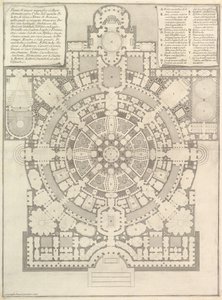 Plano de uma faculdade espaçosa e magnífica, projetada após a antiga academia de ginástica da Gree ..., 1750. de Giovanni Battista Piranesi