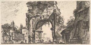 Ilustração 8: Arco de Drusus na Porta S. Sebastiano em Roma Arco de Drusus na Porta d ..., ca. 1748 de Giovanni Battista Piranesi