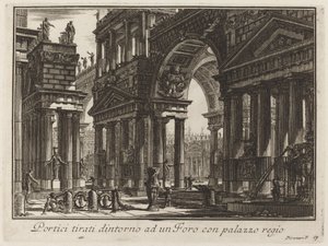 Arkaden um ein Forum mit königlichem Palast