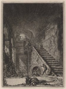 Perspectiva da Escadaria do reservatório de água das referidas habitações, mencionada em planta na Placa XIII com o lett. G. de Giovanni Battista Piranesi