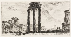 Ruínas do Templo do Estator de Júpiter [Júpiter, o Apoiador]. 1. Templo de Antonino e Faustina. 2. Templo da Paz, placa 10 de Algumas Vistas dos Arcos do Triunfo e outros Monumentos de Giovanni Battista Piranesi