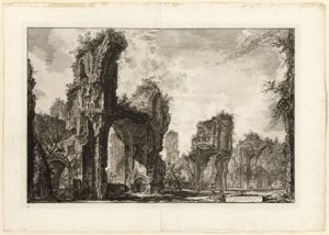 Ruínas do Xystus [um longo pórtico aberto usado para exercícios atléticos], o salão central dos Banhos Antoninos [Os Banhos de Caracalla], de Vistas de Roma de Giovanni-Battista Piranesi