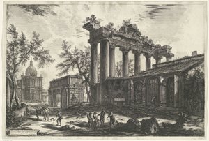 Tempel van Saturnus te Rome
Outra visão dos restos do Pronao do Templo de Concordia (título sobre o objecto)
Gezichten op Rome (título da série)
Vistas de Roma desenhadas e gravadas pelo arquitecto Giambattista Piranesi Ve(nez)iano (título da série) de Giovanni Battista Piranesi