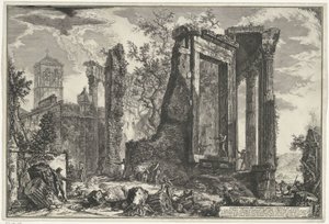 Tempel van Vesta en de Tempel van de Tiburtijnse Sibille em Tivoli Outra Vista do Templo da Sibila em Tivoli (título no objeto) Gezichten op Rome (título da série) Vistas de Roma projetadas e gravadas pelo arquiteto Giambattista Piranesi Ve (nez) iano (ser de Giovanni Battista Piranesi