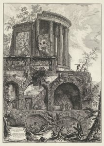 Tempel van Vesta t e Tivoli Outra vista do templo da Sibila em Tivoli (título no objeto) Gezichten op Rome (título da série) Vistas de Roma projetadas e gravadas pelo arquiteto Giambattista Piranesi Ve (nez) iano (título da série) de Giovanni Battista Piranesi