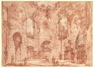 A sala octogonal nas Pequenas Termas da Villa de Adriano (Tivoli) de Giovanni Battista Piranesi