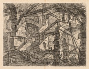 As Prisões: Uma Perspectiva das Colunatas com Escadaria em Zig-Zag, 1745-1750. de Giovanni Battista Piranesi