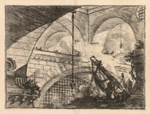 As prisões: uma série de galerias com construção de vigas em forma de guindaste de Giovanni Battista Piranesi
