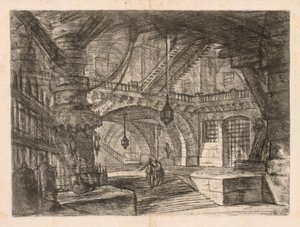 As prisões: um amplo salão com lanternas, 1745-1750. de Giovanni Battista Piranesi