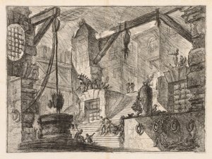 As Prisões: Interior com Colunatas e Escada Larga de Giovanni Battista Piranesi