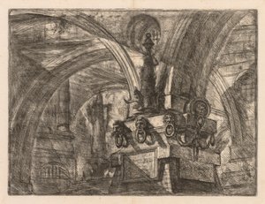 As prisões: arcos redondos saltando de uma coluna quadrada, 1745-1750. de Giovanni Battista Piranesi
