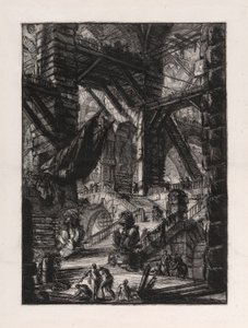 A Escadaria com Troféus, placa 8 de Carceri d de Giovanni-Battista Piranesi