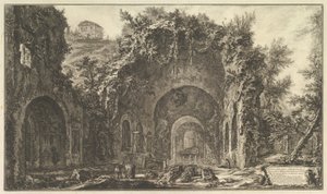 A chamada gruta de Egéria (Vista da fonte e das grutas de Egéria fora da Porta Capena) de Giovanni Battista Piranesi