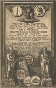 Folha de rosto com águia, moeda com imagem da Coluna de Trajano, esculturas clássicas, 1774-79. de Giovanni Battista Piranesi
