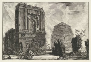 Tombes van Licinianus Piso em Cornelius familie langs da Via Appia Gezichten op Rome (título da série) Vistas de Roma projetadas e gravadas pelo arquiteto Giambattista Piranesi Ve (nez) iano (título da série) de Giovanni Battista Piranesi