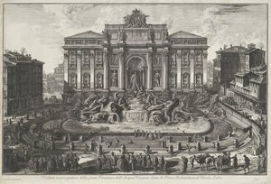 Trevifontein te Roma Vista em perspectiva da grande Fontana dell