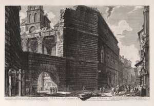 Vista dos restos mortais do Fórum de Nerva, de Views of Rome de Giovanni Battista Piranesi