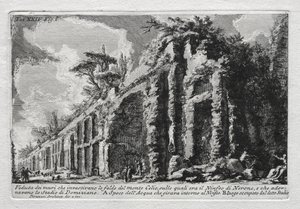 Vista das paredes que cobriam as encostas do Monte Celio de Giovanni Battista Piranesi