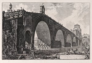 Vista da Ponte Milvian sobre o Tibre Dois Milhas Fora de Roma, de Views of Rome de Giovanni Battista Piranesi