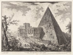 Vista da Tumba Piramidal de Caius Cestius [com a Porta S. Paolo à esquerda], de Views of Rome de Giovanni Battista Piranesi