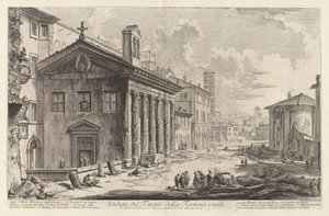 Vista do templo da fortuna viril. Hoje S. Maria Egizziaca degli Armeni (Vista do Templo de Fortuna Virilis. Agora a Igreja Armênia de Santa Maria Egizziaca [agora considerada o templo de Portunus]), de Vedute di Roma (Vistas de Roma) de Giovanni-Battista Piranesi