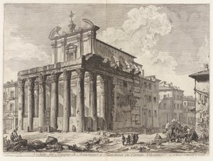 Vista do Templo de Antoninus e Faustina no Fórum Romano, a partir de Views of Rome de Giovanni Battista Piranesi